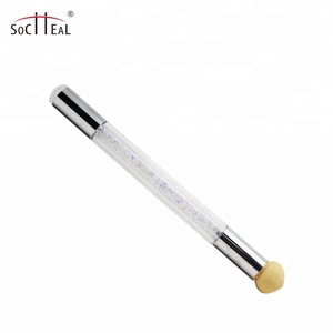 Accessoires pour ongles avec logo personnalisé avec manche <span class=keywords><strong>en</strong></span> acrylique à double tête Dotting Art <span class=keywords><strong>Silicone</strong></span> Smudge Smudge Virole sertie par éponge - Product Image 3