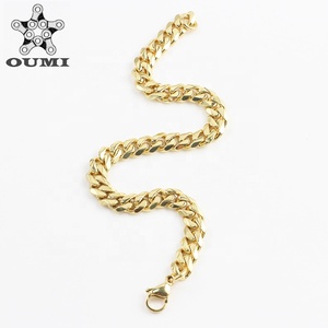 OUMI Latest <strong>Design</strong> <strong>Saudi</strong> <strong>Gold</strong> <strong>Jewelry</strong> 14k <strong>Gold</strong> Stainless Steel Womens Bracelet Cuban Link Chain