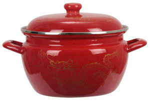Clásico de color rojo con china golden <span class=keywords><strong>dragon</strong></span> esmalte cazuela, de hierro fundido cacerola guisado, olla de cocción by-3801 - Product Image 1