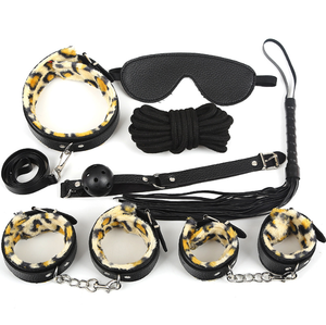Bdsm Roleplay Bondage LeopardSexToys中国製手錠フットカフフェザーマウスプラグスレーブカラーニップルクランプ - Product Image 6