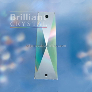 Brilhante corte de cristal triangular prisma, em 2 buracos, cristal, lustre, peça, pingente, prisão, gota - Product Image 3