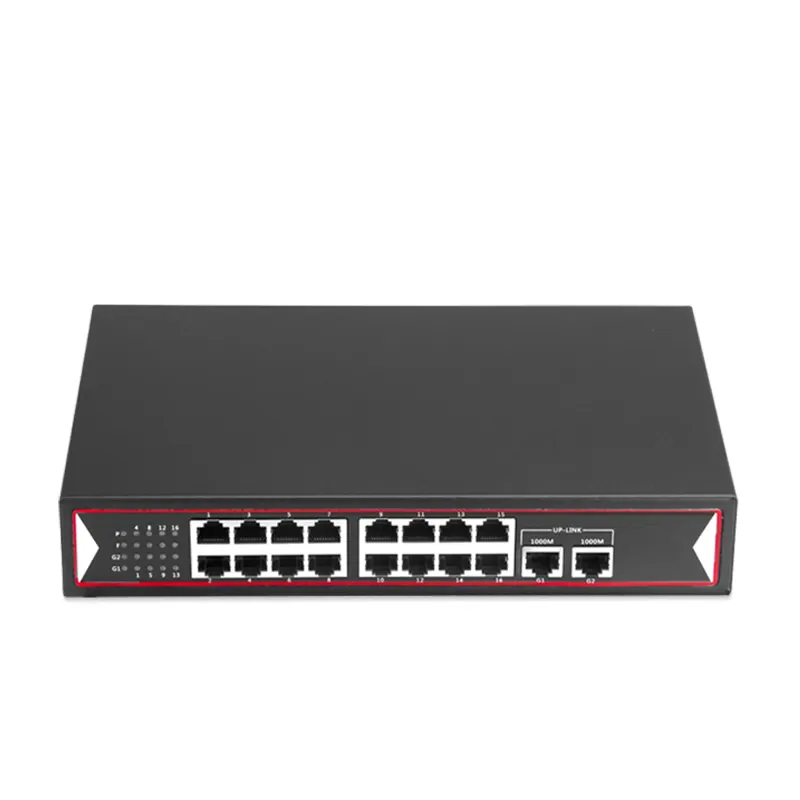 120W Power Supply 100M 16 Port POE Network Switch With 2 Port 1000M Network