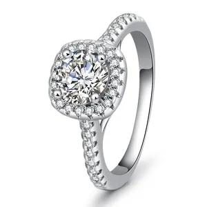 실버 링 현미경 CZ 다이아몬드 약혼 반지 결혼 반지