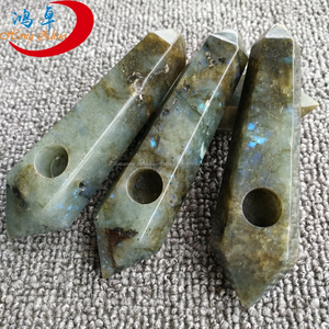Wholesal天然ラブラドライト結晶石英石パイプ喫煙ジェムストーン喫煙パイプ - Product Image 3