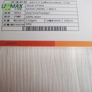 145cm 100% <strong>viscose</strong> rayon crepe <strong>crinkled</strong> crinckled <strong></strong> fabric crepes oem customized usmax <strong>100%</strong> viscose anti static for garment women's fashion and - Product Image 2