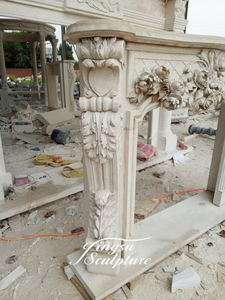 Custom Made Hand Carved <strong>Fireplace</strong> <strong>Mantel</strong> Hunan White <strong>Marble</strong> - Product Image 4