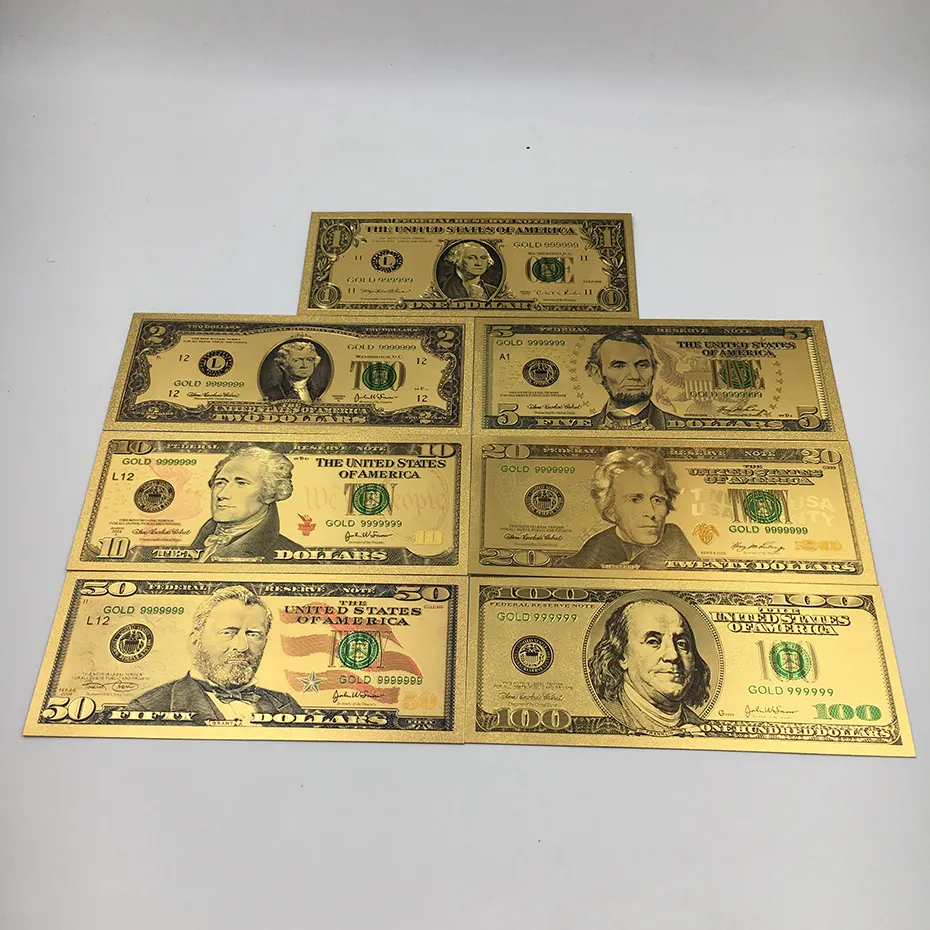 Amerikaans Souvenir Cadeau 24K Vergulde Bankbiljet Usd Dollar Set