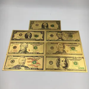 Regalo de recuerdo americano, billete chapado en oro de 24 quilates, juego de dólares estadounidenses