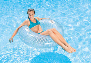 सस्ते कीमत अनुकूलित Inflatable सफेद प्लास्टिक परमवीर चक्र हवा में स्पष्ट चमकदार क्रिस्टल पारदर्शी तैरना अंगूठी - Product Image 6