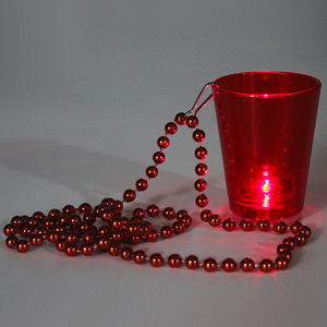 Party Novelty Product Custom Logo 60ml 2oz LED Flashing Light Up Shot Glass With Bead Necklace