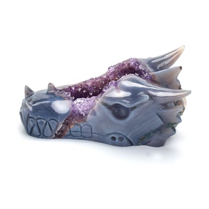 Super Kwaliteit Realistische Carved Agaat Dragon Head Amethist Geode Dragon <span class=keywords><strong>Skull</strong></span> - Product Image 5
