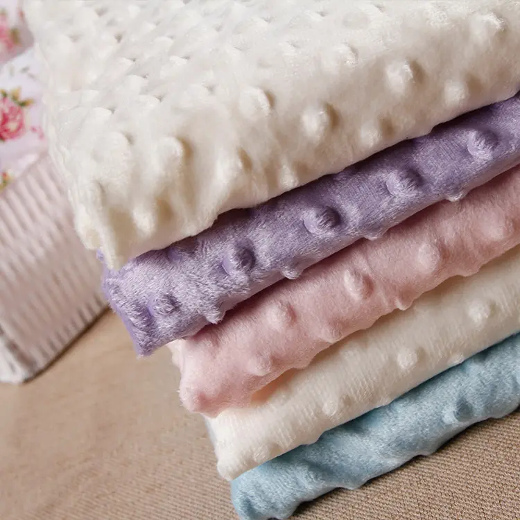100% polyester super soft plush warp knitted Minky Dot Fabric for baby