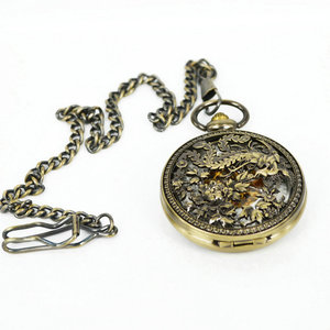 Orologio <span class=keywords><strong>da</strong></span> <span class=keywords><strong>Tasca</strong></span> Meccanico Vintage 2019 con Carica Manuale, Scheletrato, Motivo Fenice Portafortuna in Bronzo - Product Image 1