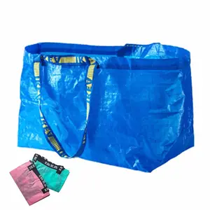 Sacs de courses bleus multi-usages, sac de supermarché en polypropylène 100%, 10 gallons, sac fourre-tout réutilisable