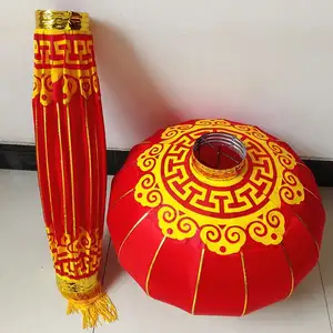 Outdoor Chinese Traditional Red Silk Lantern For Sale