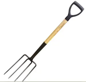 wooden garden digging hand fork