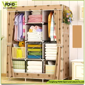 Modern Portable Fabric Wardrobe Iron And Plastic Folding Storage Cabinet For Baby And Home Use For Bedroom Furniture