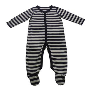 Tuta da bambino in lana bianca bianca personalizzata con motivo a righe nere 100% lana Merino - Product Image 5