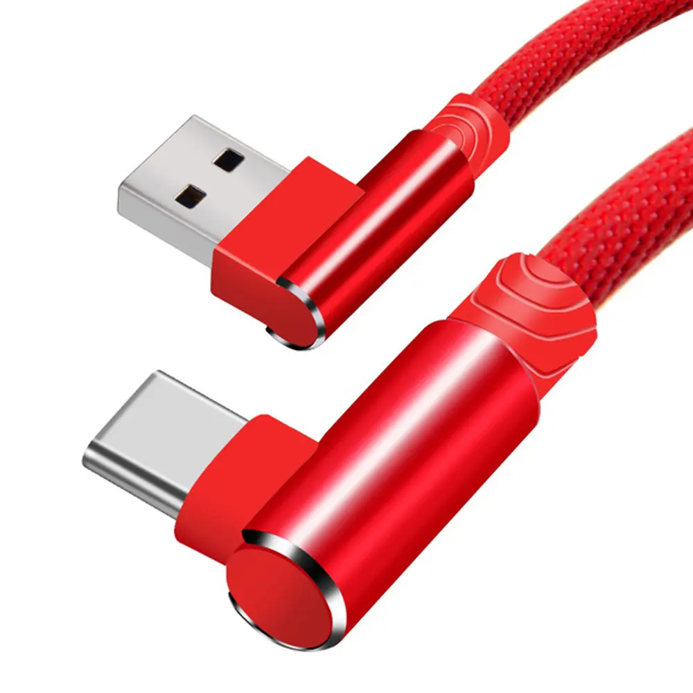 Câble de chargement rapide USB Type C à 90 degrés, 1m/2m/3m, 2,4a, double USB, Durable, pour Nexus 5X/6P/HTC 10/LG G5