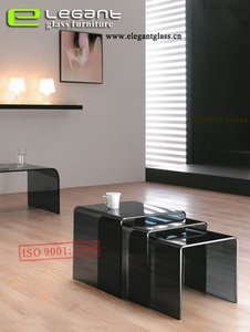 Unique Nesting <strong>Grey</strong> Glass <strong>Coffee</strong> <strong>Tables</strong> - Product Image 6