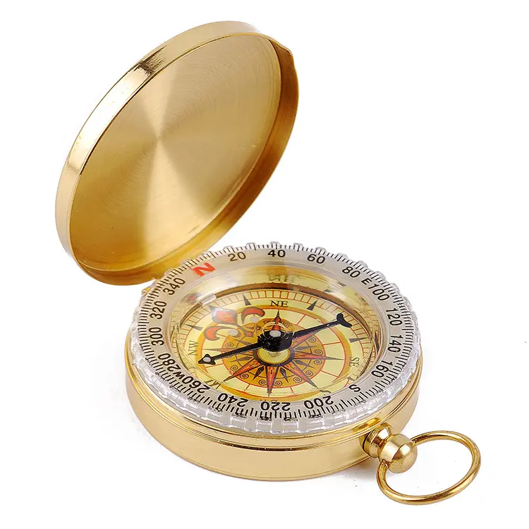 Hot Sale Glow In Dark Outdoor Hiking Portable Metal Brass Compass With Lid