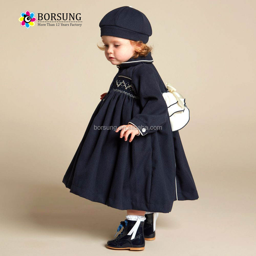 China Made Children Clothes Fashion Frocks Designs Baby Girls Long Sleeve  Smocked Dress for Fall and Winter