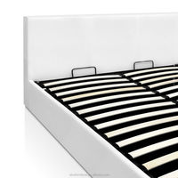 Deluxe L'ascenseur de Gaz Double PU Cuir D'économie De L'espace de Stockage De Meubles De Conception De Lit en Blanc