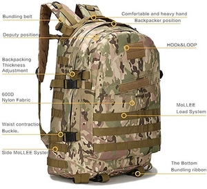 40L Camouflage Oxford Klimmen Kamperen Reizen <span class=keywords><strong>Molle</strong></span> Rugzak Tas 3D Tactische Rugzak - Product Image 4
