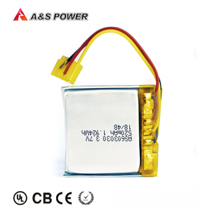 ชุดแบตเตอรี่ลิเธียมโพลิเมอร์<span class=keywords><strong>603030</strong></span> 3.7V 520mAh ที่ได้รับการรับรองจาก UL1642/cb/ UN38.3 /ce พร้อมสายไฟและขั้วต่อ1K mog