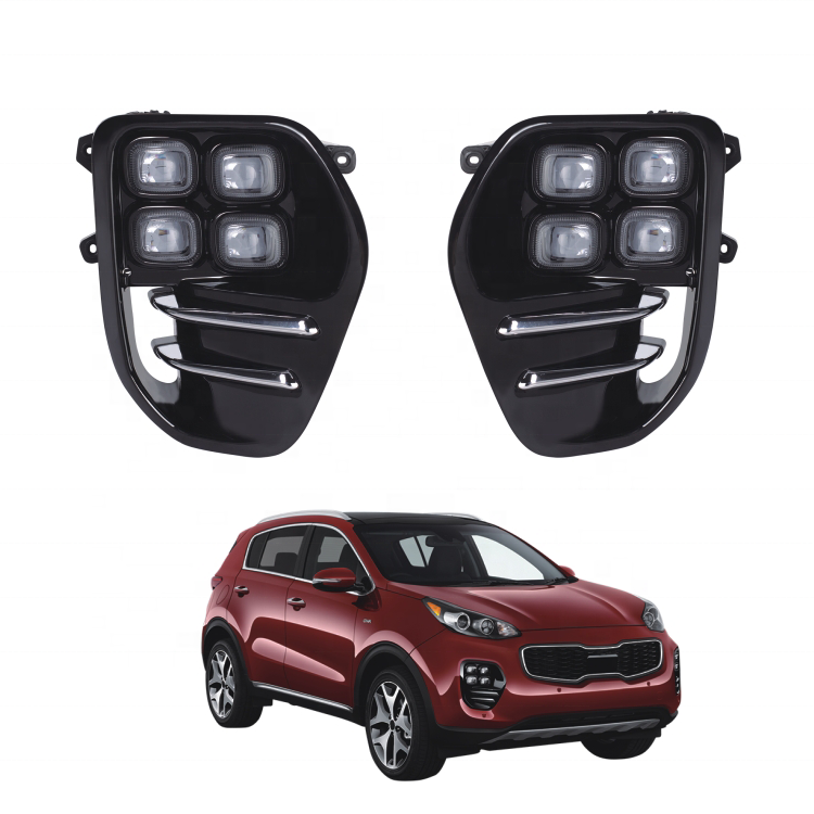 Evan-Fischer Fog Light Cover Set For 2014-2016 Kia Sportage - Front Driver & Passenger - Textured Black