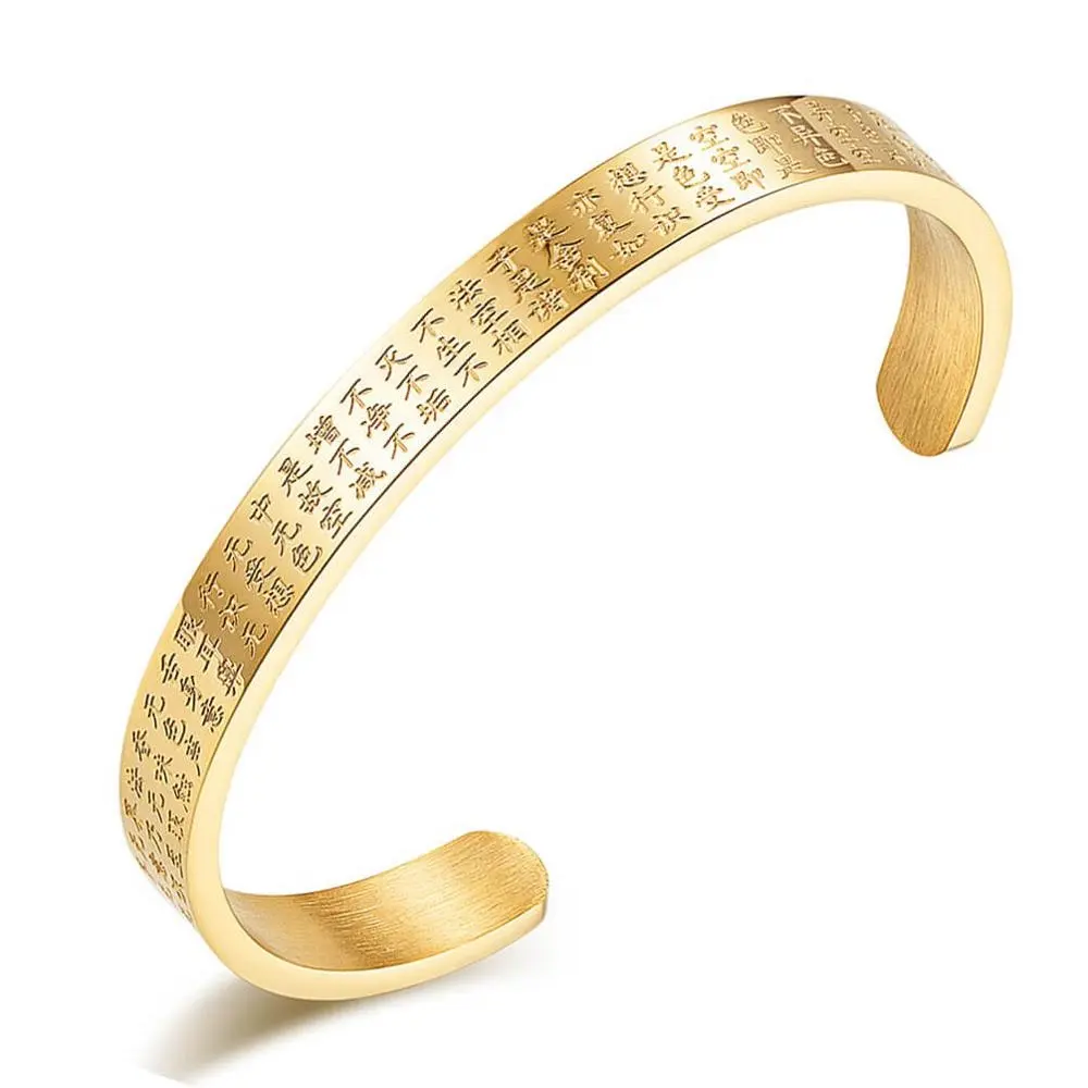 Energinox Bán Buôn Thép Không Gỉ 24K Vàng Mạ Bangle Phật Giáo Thánh Vòng Tay Đồ Trang Sức