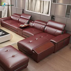 Chất Lượng Cao Ý Chính Hãng Hoặc Rexine Da PU Phòng Khách Sofa Set