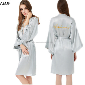 Personnalisé Broderie et Strass robe de soie satin robe de mariage pour le mariage partie Matin robe pour demoiselle d'honneur - Product Image 3