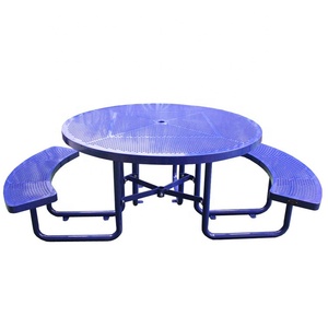Conjunto de <span class=keywords><strong>Mesa</strong></span> y Banco de Metal Perforado para Exteriores, Resistente al Óxido, <span class=keywords><strong>con</strong></span> Orificio para <span class=keywords><strong>Sombrilla</strong></span> - Product Image 1
