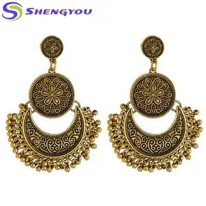 Neue Stil Antike Indische Einfache Gold Modeschmuck Jhumka Ohrring für Frauen