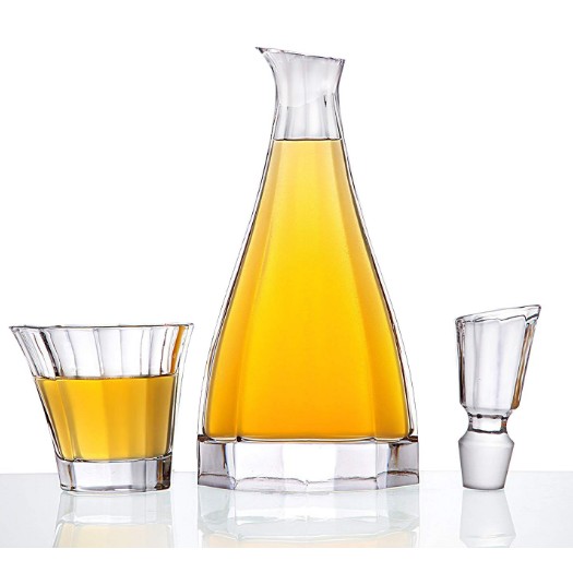 Whiskey Decanter And Glasses Set of 5 Piece Personalized Crystal Decanter & Crafted Crystal Glasses Set for Wine Liquor