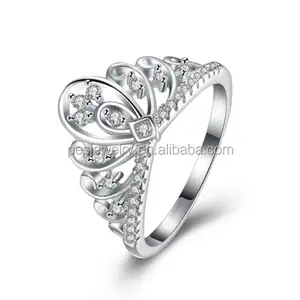 PES Feiner Schmuck! Princess Crown Clear Micro Zirkonia Kristall Akzent Tiara Ring