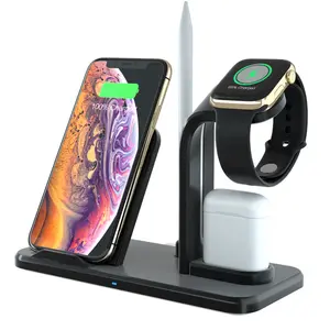 Baru 10W 3 In 1 Qi Nirkabel Cepat Charger N35 Universal Wireless Charger Stand Ponsel Pintar untuk Apple Watch udara Pods Earphone