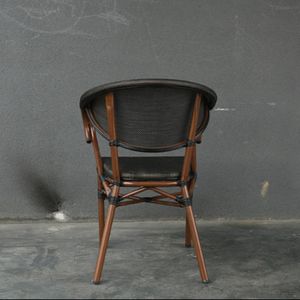 Hiện đại pháp Bistro ghế ngoài trời với tre nhìn tay vịn wicker mây cho Patio hoặc phòng khách/phòng ăn vật liệu kim loại - Product Image 4