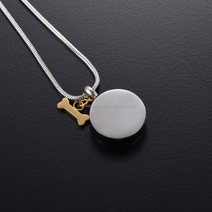 Zaijd9922 — breloque en os de <span class=keywords><strong>chien</strong></span> doré, collier rond en acier inoxydable, médaillon Urn imprimé de patte, bijoux, souvenir pour ceintures - Product Image 3