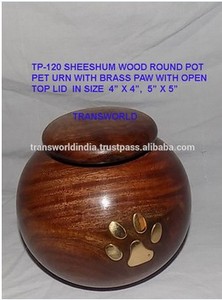 Urne antique en bois faite à la main Inde Designer Mémorial de crémation pour chiens pour les soins des animaux de compagnie Urne artisanale pour les cendres pour la fourrure bien-aimée - Product Image 6