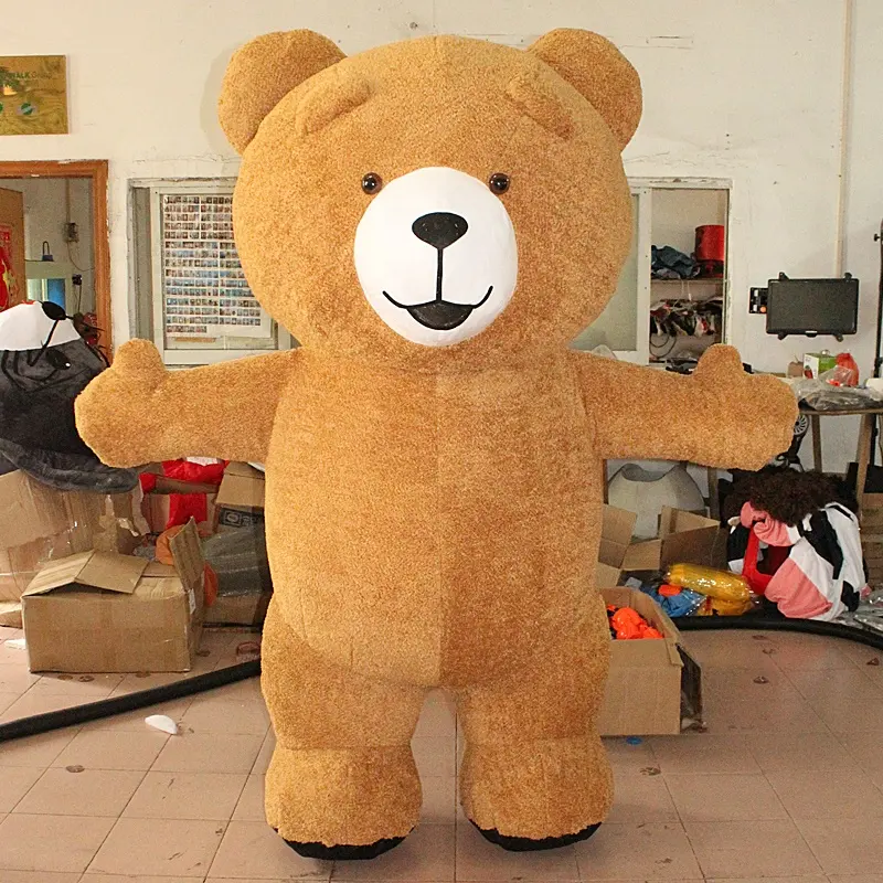 Disfraz de oso marrón de peluche, oso de peluche inflable, 2m