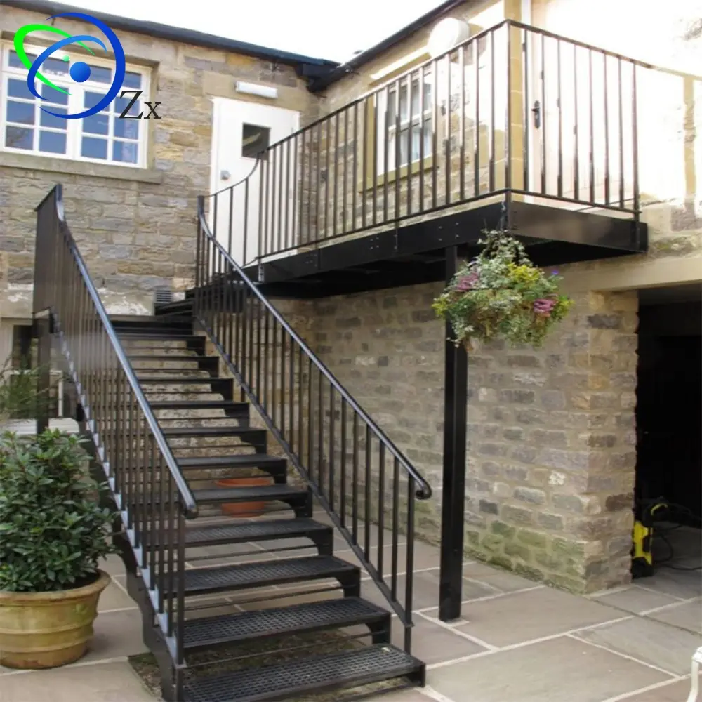 outside galvanized steel staircase/exterior metal stairs /outdoor railing/iron balustrade