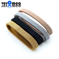 VEROMCA Stretch Mesh Armband Großhandel hand gefertigte Edelstahl Feder Armband