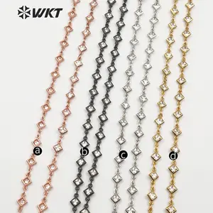 WT-BC117 Dainty Gorgeous handmade For Women DIY Jewelry With Gold, Silver, Black Gun, Rose Gold Color Cubic Zirconia Beads Chain