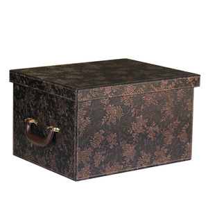 Bac de rangement domestique avec couvercle en <span class=keywords><strong>cuir</strong></span> PU, conteneur empilable pour l'organisation de la chambre, bac de rangement pour décorations de Noël - Product Image 5