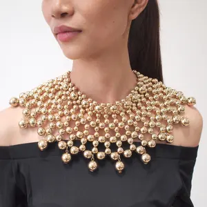 Kalung Pernyataan Manik-manik Buatan Tangan Perhiasan India Bollywood Imitasi Mutiara Kerah Manik-manik Choker Maxi Kalung Perhiasan Pernikahan