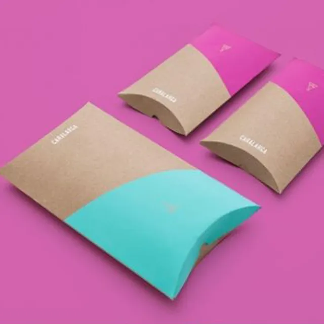 カスタム印刷厚いリサイクルブラウンクラフト紙枕ボックス包装