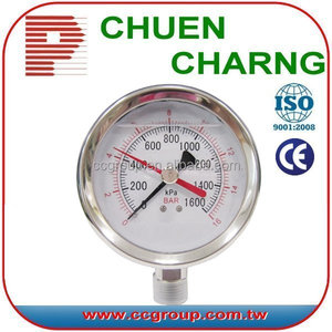 Manomètre avec pointeur d'alarme rouge, jauge de pression STANDARD - Product Image 2