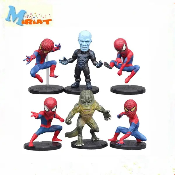 6pcs/lot for Marvel Superhero Spiderman Figure Toy Cool Spider Man Lizard Electro The Amazing Spider